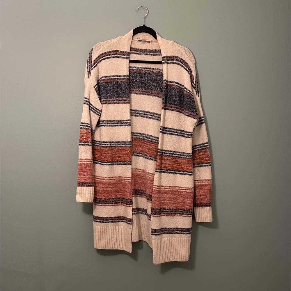 LOFT Striped Ribbed Hem Cardigan Size Small - Picture 8 of 8